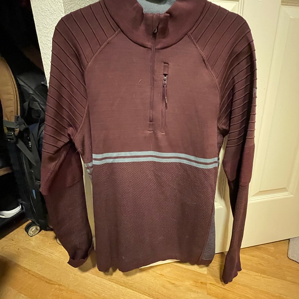 Burgundy Quarter-Zip Pullover - Smartwool Intraknit men’s 1/4-zip
